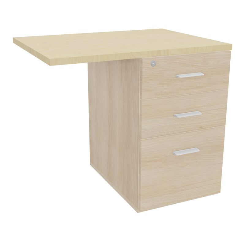 RETOUR SUR CAISSON HAUTEUR BUREAU P60XL80 - 3 TIROIRS DONT 1DS TOP EP25MM RZ N8 SO