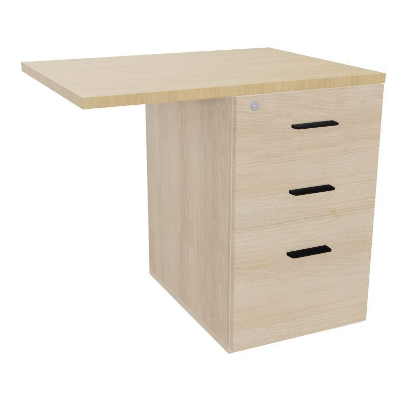 RETOUR SUR CAISSON HAUTEUR BUREAU P60XL80 - 3 TIROIRS DONT 1DS TOP EP25MM RZ R1 SG