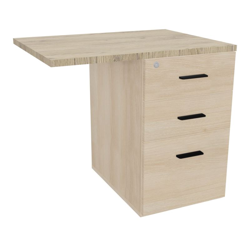 RETOUR SUR CAISSON HAUTEUR BUREAU P60XL80 - 3 TIROIRS DONT 1DS TOP EP25MM RZ R3 SG