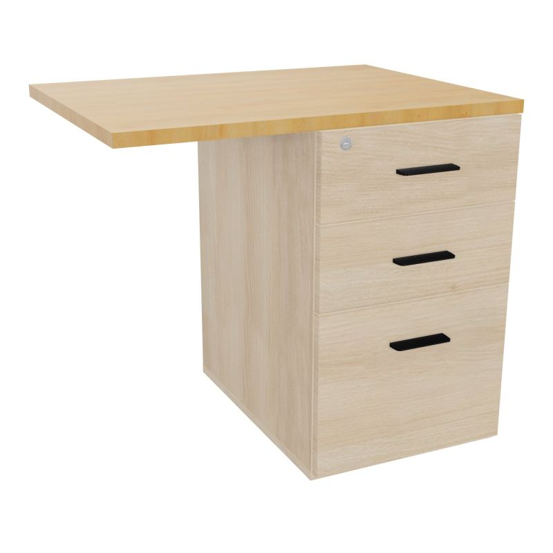 RETOUR SUR CAISSON HAUTEUR BUREAU P60XL80 - 3 TIROIRS DONT 1DS TOP EP25MM RZ R5 SG