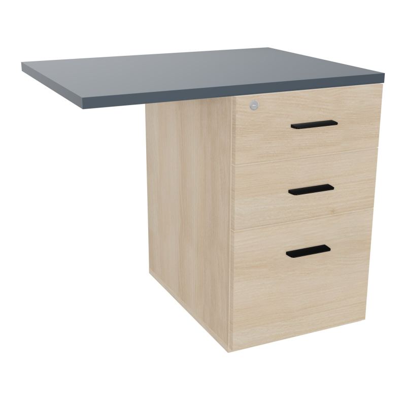 RETOUR SUR CAISSON HAUTEUR BUREAU P60XL80 - 3 TIROIRS DONT 1DS TOP EP25MM RZ R6 SG