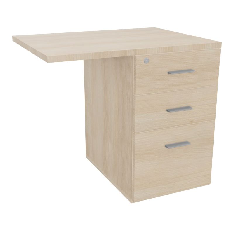 RETOUR SUR CAISSON HAUTEUR BUREAU P60XL80 - 3 TIROIRS DONT 1DS TOP EP25MM RZ RZ SB