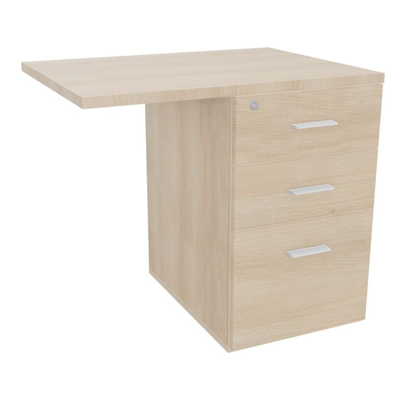 RETOUR SUR CAISSON HAUTEUR BUREAU P60XL80 - 3 TIROIRS DONT 1DS TOP EP25MM RZ RZ SO