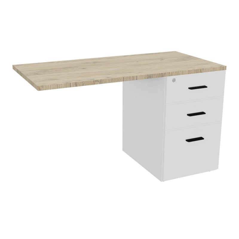 RETOUR SUR CAISSON HAUTEUR BUREAU P60XL120 - 3 TIROIRS DONT 1DS TOP EP25MM MG R3 SG