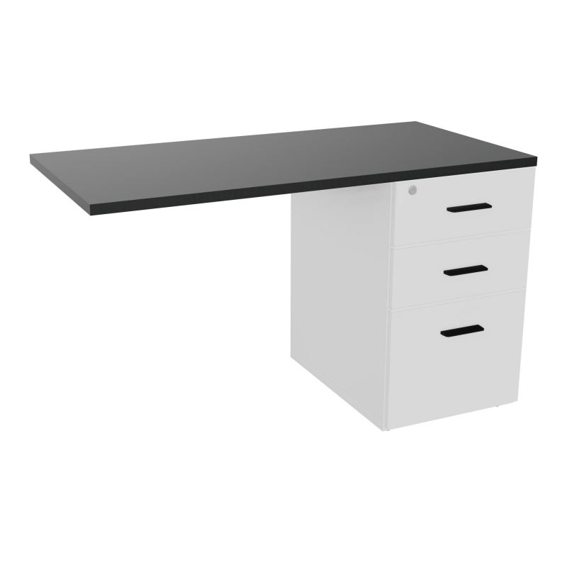 RETOUR SUR CAISSON HAUTEUR BUREAU P60XL120 - 3 TIROIRS DONT 1DS TOP EP25MM MG R9 SG
