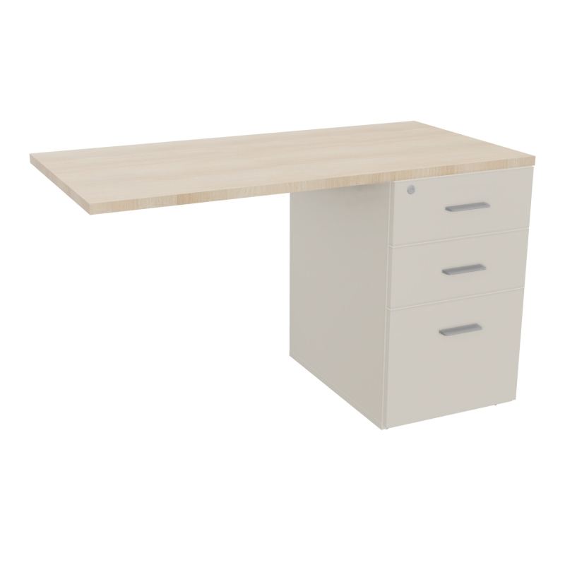 RETOUR SUR CAISSON HAUTEUR BUREAU P60XL120 - 3 TIROIRS DONT 1DS TOP EP25MM N5 RZ SB