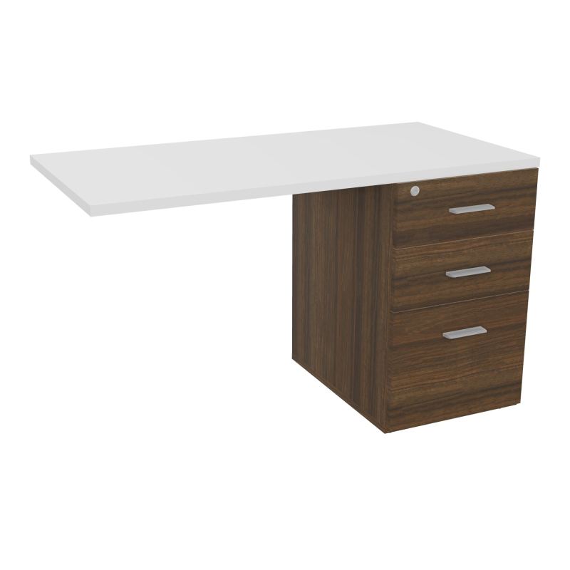 RETOUR SUR CAISSON HAUTEUR BUREAU P60XL120 - 3 TIROIRS DONT 1DS TOP EP25MM N6 MG SB