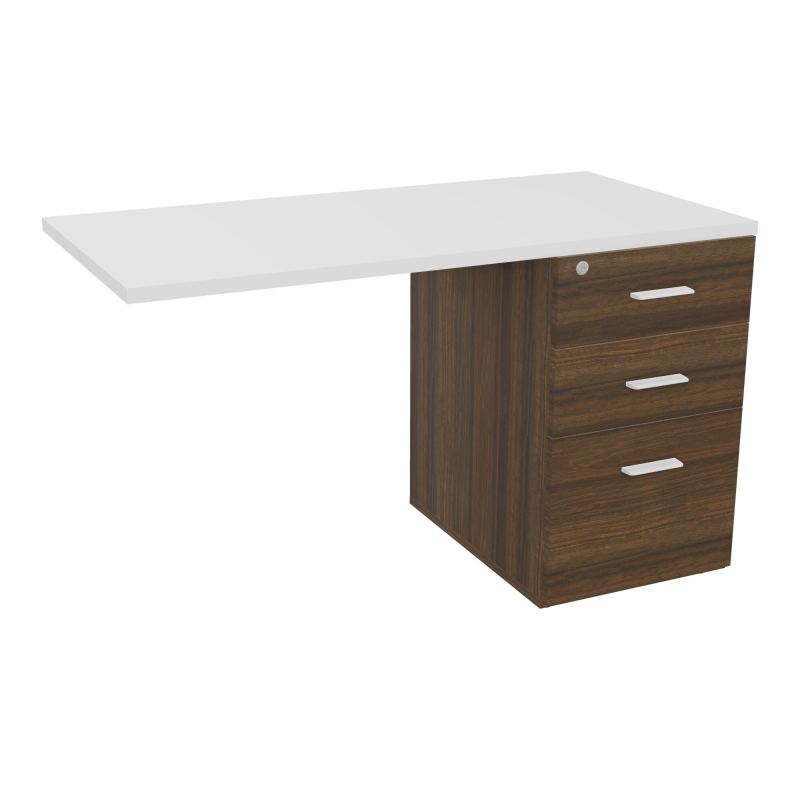 RETOUR SUR CAISSON HAUTEUR BUREAU P60XL120 - 3 TIROIRS DONT 1DS TOP EP25MM N6 MG SO