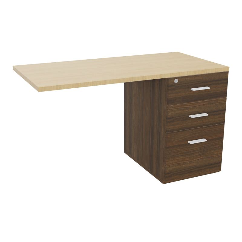RETOUR SUR CAISSON HAUTEUR BUREAU P60XL120 - 3 TIROIRS DONT 1DS TOP EP25MM N6 R1 SO