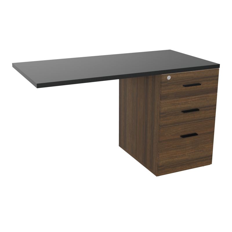 RETOUR SUR CAISSON HAUTEUR BUREAU P60XL120 - 3 TIROIRS DONT 1DS TOP EP25MM N6 R9 SG