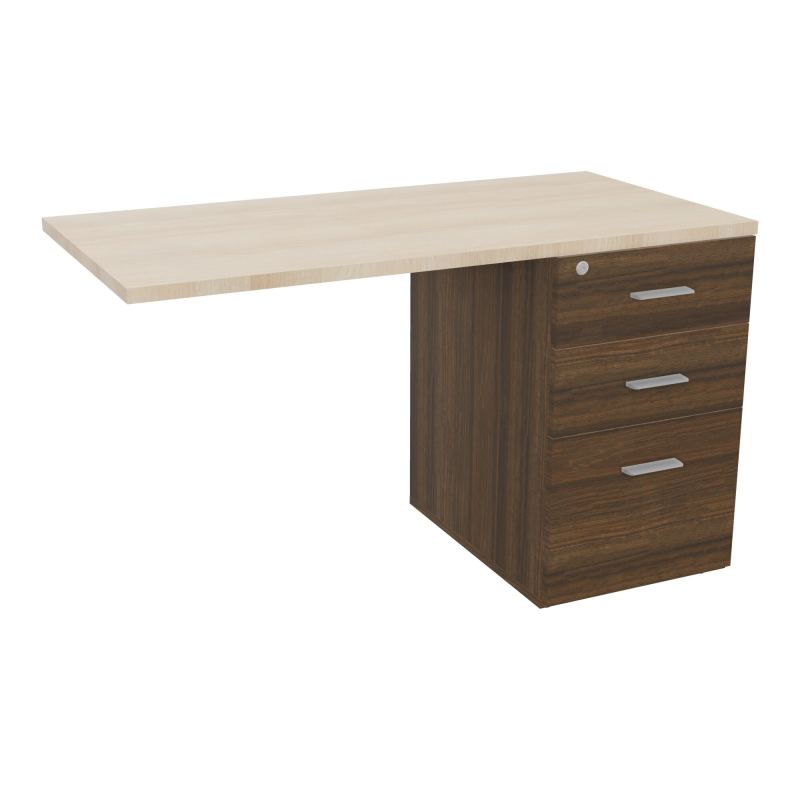 RETOUR SUR CAISSON HAUTEUR BUREAU P60XL120 - 3 TIROIRS DONT 1DS TOP EP25MM N6 RZ SB