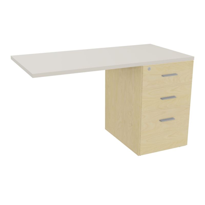 RETOUR SUR CAISSON HAUTEUR BUREAU P60XL120 - 3 TIROIRS DONT 1DS TOP EP25MM N8 N5 SB