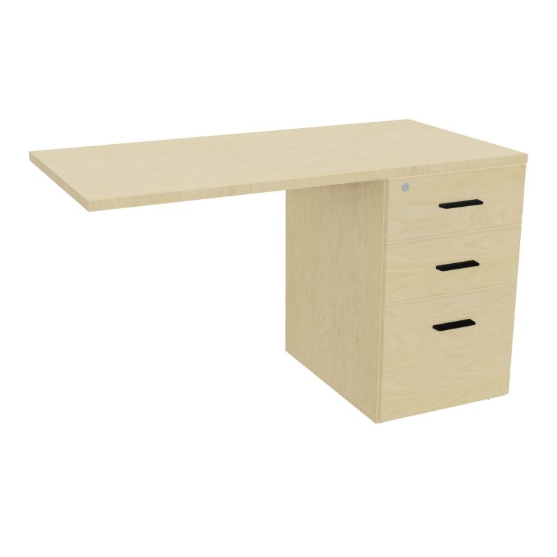 RETOUR SUR CAISSON HAUTEUR BUREAU P60XL120 - 3 TIROIRS DONT 1DS TOP EP25MM N8 N8 SG
