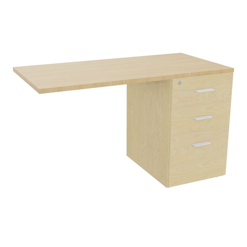 RETOUR SUR CAISSON HAUTEUR BUREAU P60XL120 - 3 TIROIRS DONT 1DS TOP EP25MM N8 R1 SO