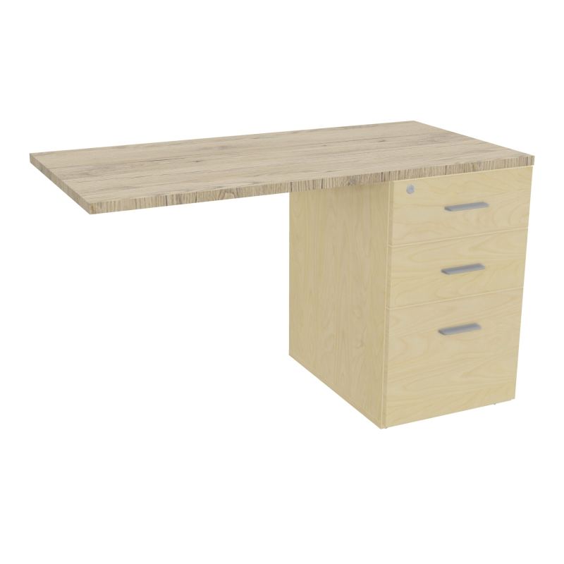 RETOUR SUR CAISSON HAUTEUR BUREAU P60XL120 - 3 TIROIRS DONT 1DS TOP EP25MM N8 R3 SB