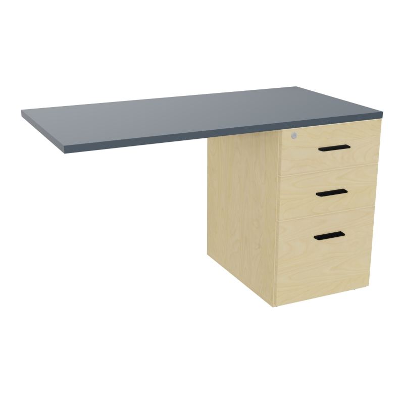 RETOUR SUR CAISSON HAUTEUR BUREAU P60XL120 - 3 TIROIRS DONT 1DS TOP EP25MM N8 R6 SG