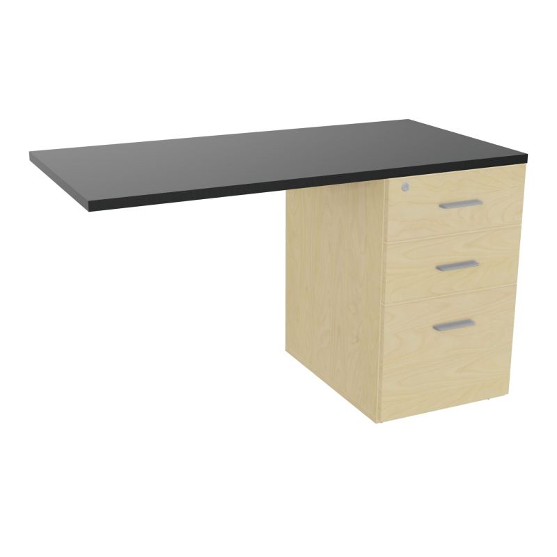 RETOUR SUR CAISSON HAUTEUR BUREAU P60XL120 - 3 TIROIRS DONT 1DS TOP EP25MM N8 R9 SB