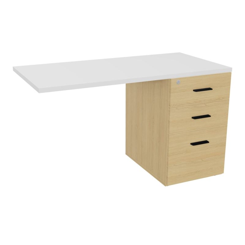 RETOUR SUR CAISSON HAUTEUR BUREAU P60XL120 - 3 TIROIRS DONT 1DS TOP EP25MM R1 MG SG