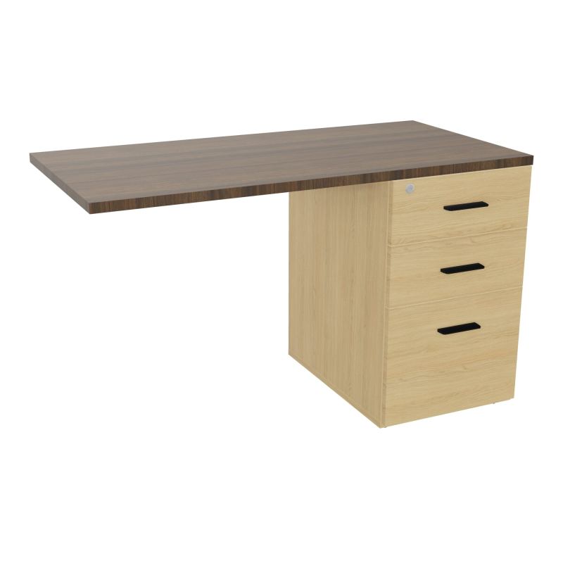 RETOUR SUR CAISSON HAUTEUR BUREAU P60XL120 - 3 TIROIRS DONT 1DS TOP EP25MM R1 N6 SG