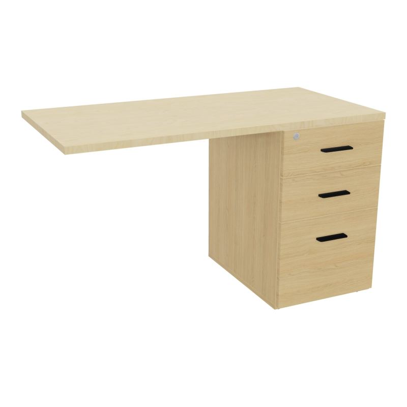 RETOUR SUR CAISSON HAUTEUR BUREAU P60XL120 - 3 TIROIRS DONT 1DS TOP EP25MM R1 N8 SG