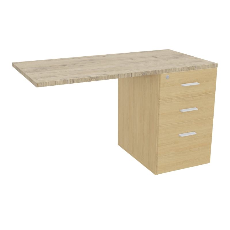 RETOUR SUR CAISSON HAUTEUR BUREAU P60XL120 - 3 TIROIRS DONT 1DS TOP EP25MM R1 R3 SO