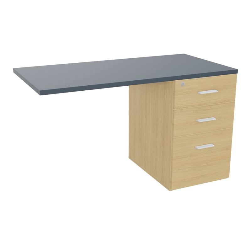 RETOUR SUR CAISSON HAUTEUR BUREAU P60XL120 - 3 TIROIRS DONT 1DS TOP EP25MM R1 R6 SO