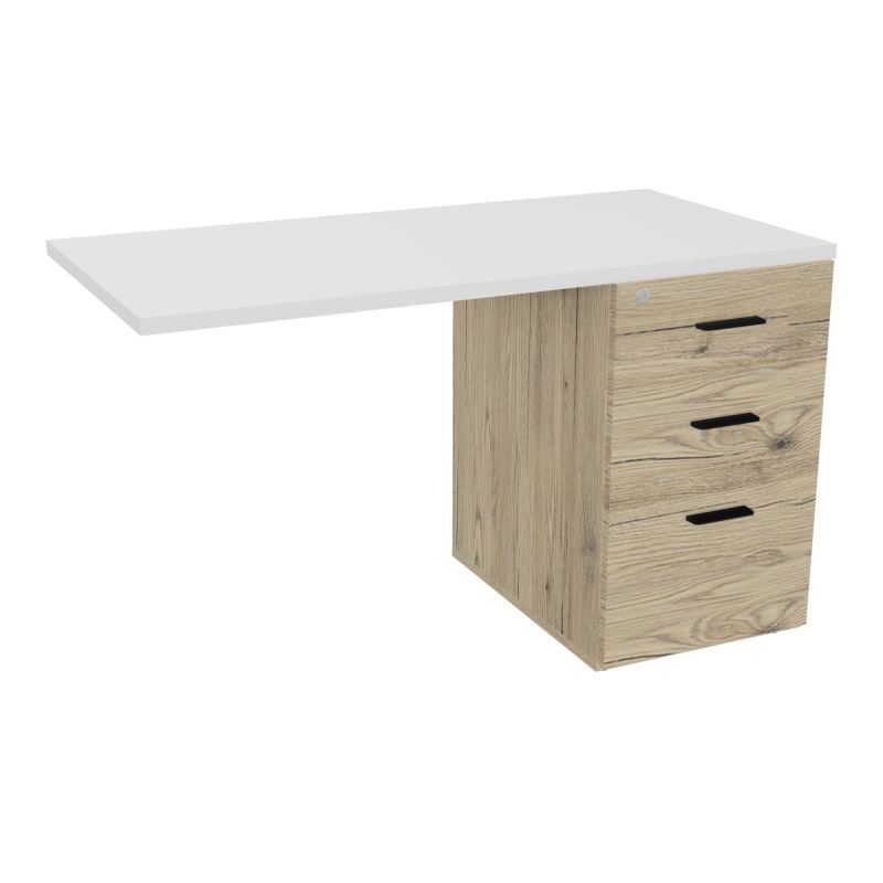 RETOUR SUR CAISSON HAUTEUR BUREAU P60XL120 - 3 TIROIRS DONT 1DS TOP EP25MM R3 MG SG