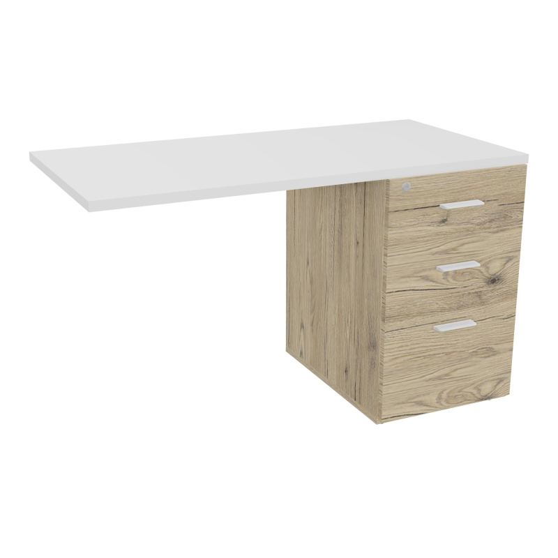 RETOUR SUR CAISSON HAUTEUR BUREAU P60XL120 - 3 TIROIRS DONT 1DS TOP EP25MM R3 MG SO