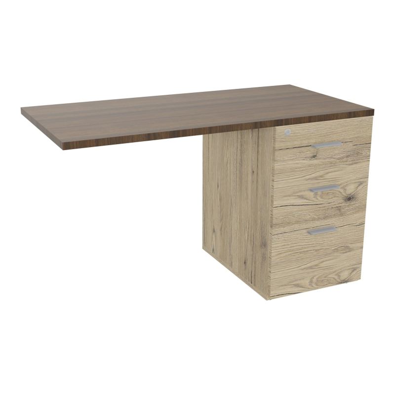 RETOUR SUR CAISSON HAUTEUR BUREAU P60XL120 - 3 TIROIRS DONT 1DS TOP EP25MM R3 N6 SB