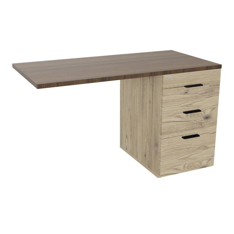 RETOUR SUR CAISSON HAUTEUR BUREAU P60XL120 - 3 TIROIRS DONT 1DS TOP EP25MM R3 N6 SG