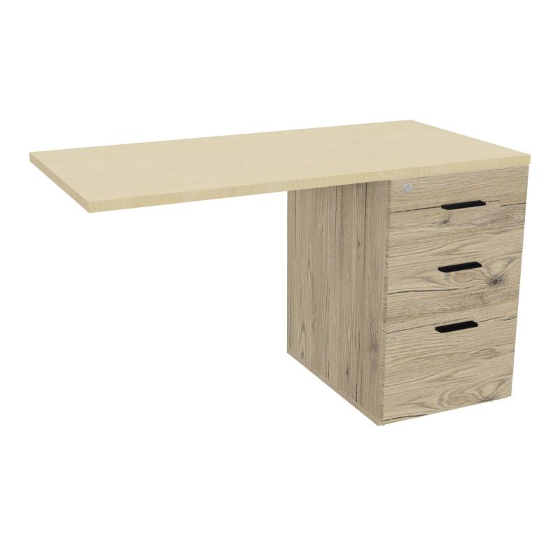 RETOUR SUR CAISSON HAUTEUR BUREAU P60XL120 - 3 TIROIRS DONT 1DS TOP EP25MM R3 N8 SG