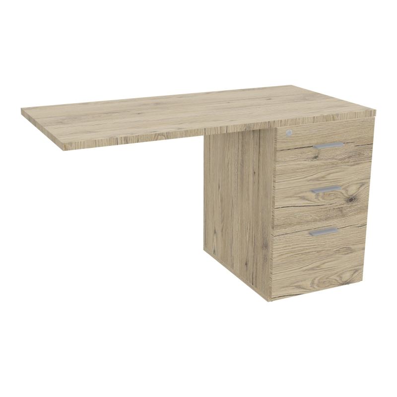 RETOUR SUR CAISSON HAUTEUR BUREAU P60XL120 - 3 TIROIRS DONT 1DS TOP EP25MM R3 R3 SB