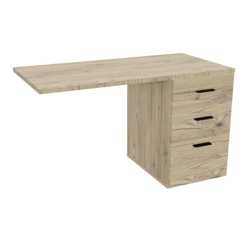 RETOUR SUR CAISSON HAUTEUR BUREAU P60XL120 - 3 TIROIRS DONT 1DS TOP EP25MM R3 R3 SG