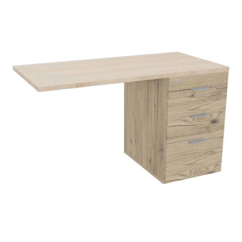 RETOUR SUR CAISSON HAUTEUR BUREAU P60XL120 - 3 TIROIRS DONT 1DS TOP EP25MM R3 RZ SB