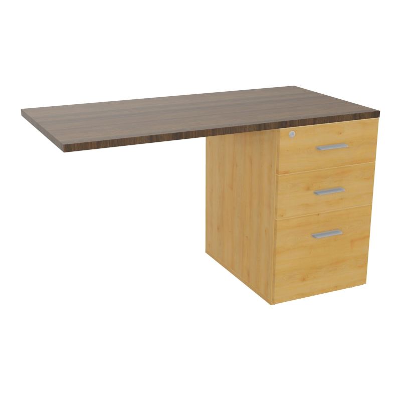 RETOUR SUR CAISSON HAUTEUR BUREAU P60XL120 - 3 TIROIRS DONT 1DS TOP EP25MM R5 N6 SB