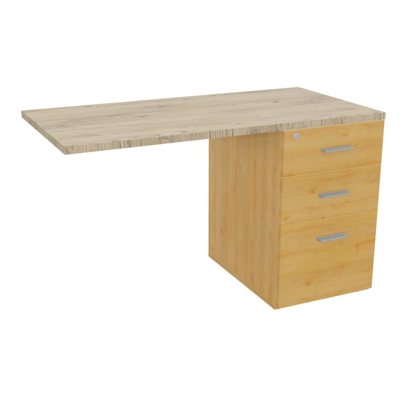 RETOUR SUR CAISSON HAUTEUR BUREAU P60XL120 - 3 TIROIRS DONT 1DS TOP EP25MM R5 R3 SB