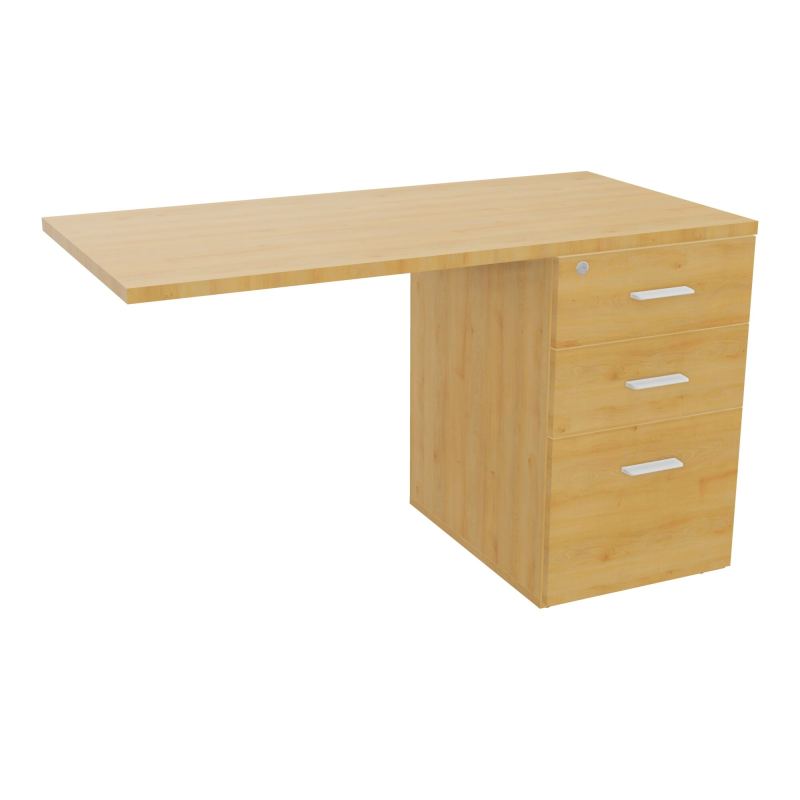 RETOUR SUR CAISSON HAUTEUR BUREAU P60XL120 - 3 TIROIRS DONT 1DS TOP EP25MM R5 R5 SO