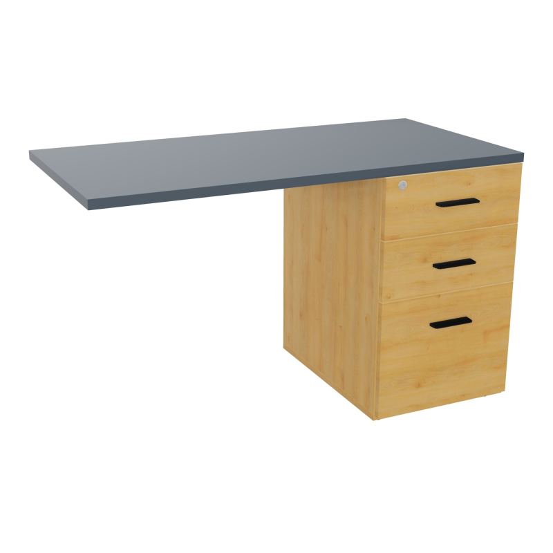RETOUR SUR CAISSON HAUTEUR BUREAU P60XL120 - 3 TIROIRS DONT 1DS TOP EP25MM R5 R6 SG