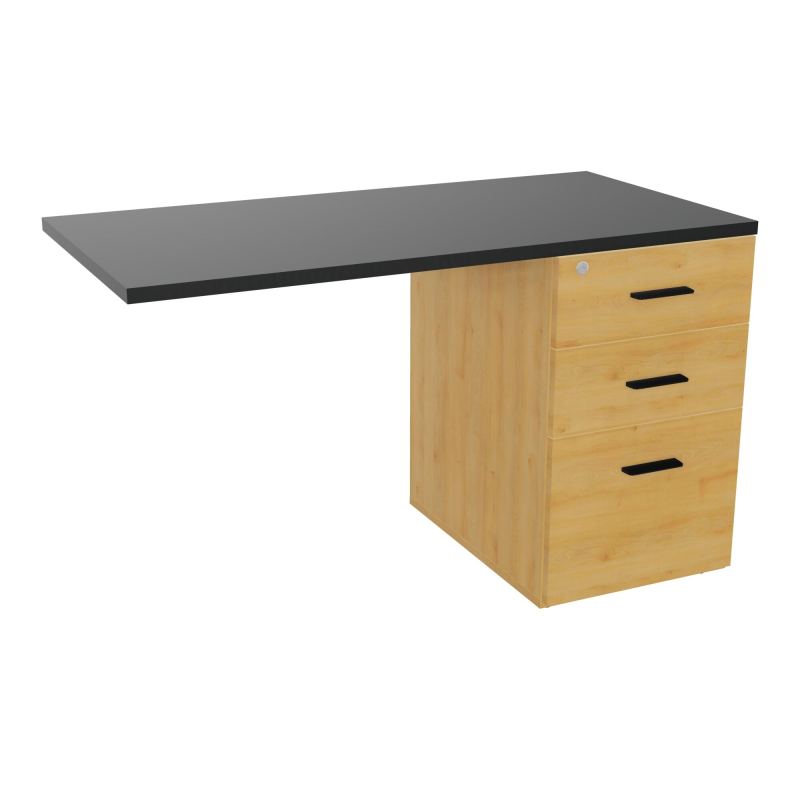 RETOUR SUR CAISSON HAUTEUR BUREAU P60XL120 - 3 TIROIRS DONT 1DS TOP EP25MM R5 R9 SG