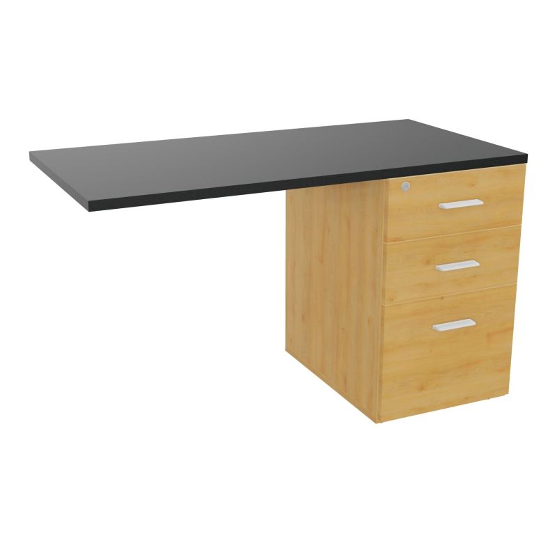 RETOUR SUR CAISSON HAUTEUR BUREAU P60XL120 - 3 TIROIRS DONT 1DS TOP EP25MM R5 R9 SO