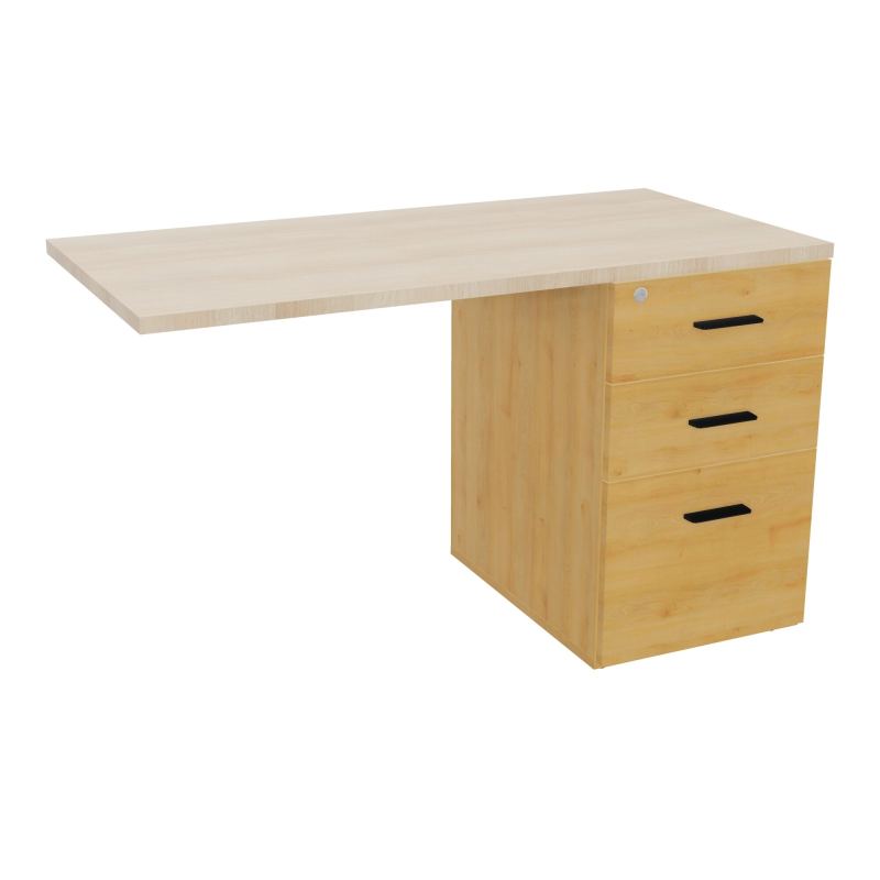 RETOUR SUR CAISSON HAUTEUR BUREAU P60XL120 - 3 TIROIRS DONT 1DS TOP EP25MM R5 RZ SG