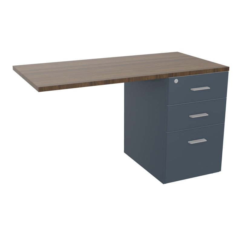 RETOUR SUR CAISSON HAUTEUR BUREAU P60XL120 - 3 TIROIRS DONT 1DS TOP EP25MM R6 N6 SB