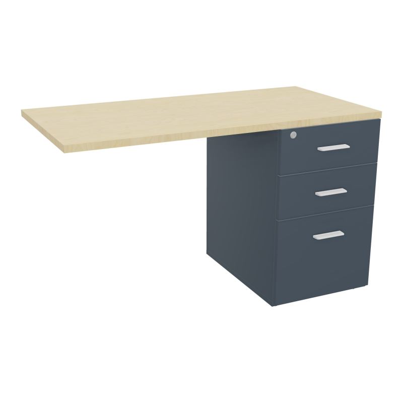 RETOUR SUR CAISSON HAUTEUR BUREAU P60XL120 - 3 TIROIRS DONT 1DS TOP EP25MM R6 N8 SO