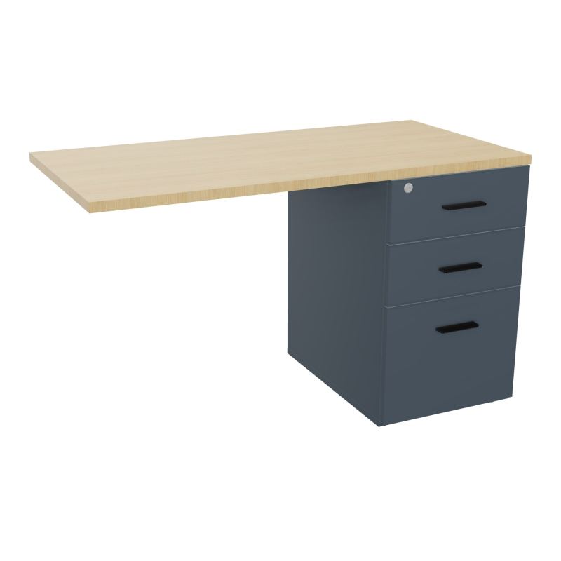 RETOUR SUR CAISSON HAUTEUR BUREAU P60XL120 - 3 TIROIRS DONT 1DS TOP EP25MM R6 R1 SG