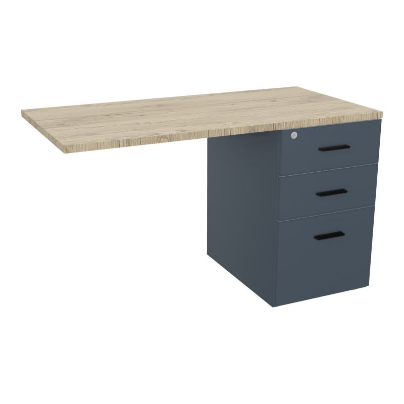 RETOUR SUR CAISSON HAUTEUR BUREAU P60XL120 - 3 TIROIRS DONT 1DS TOP EP25MM R6 R3 SG