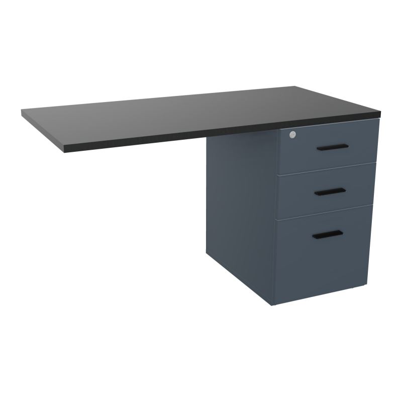 RETOUR SUR CAISSON HAUTEUR BUREAU P60XL120 - 3 TIROIRS DONT 1DS TOP EP25MM R6 R9 SG