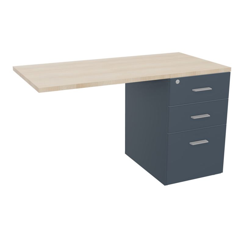 RETOUR SUR CAISSON HAUTEUR BUREAU P60XL120 - 3 TIROIRS DONT 1DS TOP EP25MM R6 RZ SB