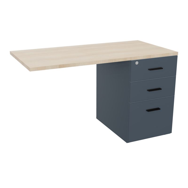 RETOUR SUR CAISSON HAUTEUR BUREAU P60XL120 - 3 TIROIRS DONT 1DS TOP EP25MM R6 RZ SG