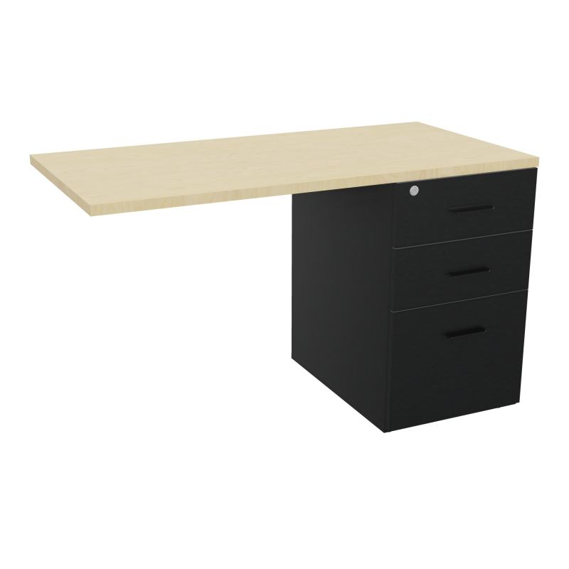 RETOUR SUR CAISSON HAUTEUR BUREAU P60XL120 - 3 TIROIRS DONT 1DS TOP EP25MM R9 N8 SG