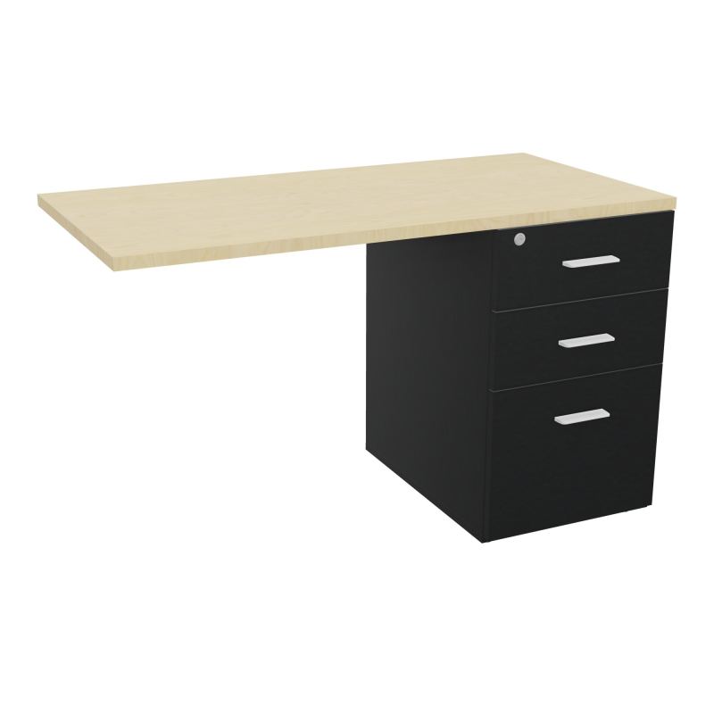 RETOUR SUR CAISSON HAUTEUR BUREAU P60XL120 - 3 TIROIRS DONT 1DS TOP EP25MM R9 N8 SO